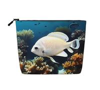 ZhRiYan Trousse de maquillage en chanvre avec imprimé drapeau de la Sierra Leone - Organisateur de cosmétiques réutilisable, rangement quotidien, voyage d'affaires essentiel, Poisson blanc-doré, One