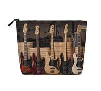 ZhRiYan Trousse de maquillage en chanvre avec imprimé drapeau de l'Islande - Organisateur cosmétique réutilisable, rangement quotidien, voyage d'affaires essentiel, Guitare basse, instruments de