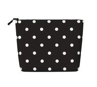 ZhRiYan Trousse de maquillage en chanvre avec imprimé drapeau de l'Islande - Organisateur cosmétique réutilisable, rangement quotidien, voyage d'affaires essentiel, Pois noirs et blancs, One Size