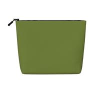 ZhRiYan Trousse de maquillage en chanvre avec imprimé drapeau de l'Islande - Organisateur cosmétique réutilisable, rangement quotidien, voyage d'affaires essentiel, Vert foncé uni, One Size