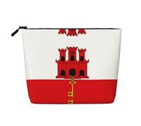 ZhRiYan Trousse de maquillage en chanvre avec imprimé drapeau de l'Islande - Organisateur cosmétique réutilisable, rangement quotidien, voyage d'affaires essentiel, Drapeau de Gibraltar, Taille unique