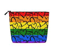 ZhRiYan Trousse de maquillage en chanvre avec imprimé drapeau de l'Islande - Organisateur cosmétique réutilisable, rangement quotidien, voyage d'affaires essentiel, Motif arc-en-ciel Gay Pride, Taille