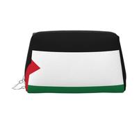 ZhRiYan Trousse de maquillage en cuir doré - Motif drapeau de l'État de Palestine - Avec fermeture éclair - Organiseur de toilette portable pour un usage quotidien, Argent, One Size