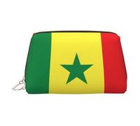 ZhRiYan Trousse de maquillage en cuir doré - Motif drapeau du Sénégal - Avec fermeture éclair - Organiseur de toilette portable pour un usage quotidien, Or, One Size