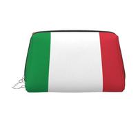 ZhRiYan Trousse de maquillage en cuir doré - Sacs cosmétiques de voyage avec imprimé drapeau italien avec fermeture éclair, organiseur de toilette portable pour un usage quotidien, Argent, One Size