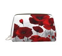 ZhRiYan Trousse de maquillage en cuir doré - Sacs cosmétiques de voyage avec motif coquelicot rouge avec fermeture éclair, organiseur de toilette portable pour un usage quotidien, doré, taille unique