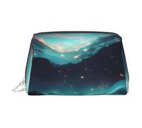 ZhRiYan Trousse de maquillage en cuir doré - Sacs de voyage pour cosmétiques de science-fiction avec fermeture éclair, organiseur de toilette portable pour un usage quotidien, Argent, One Size