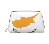 ZhRiYan Trousse de maquillage en cuir doré - Trousse de maquillage de voyage avec drapeau de Chypre avec fermeture éclair, organiseur de toilette portable pour un usage quotidien, doré, taille unique