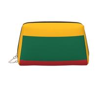 ZhRiYan Trousse de maquillage en cuir doré - Trousse de maquillage de voyage avec drapeau de la Lituanie avec fermeture éclair, organiseur de toilette portable pour un usage quotidien, Or, One Size