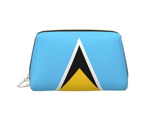 ZhRiYan Trousse de maquillage en cuir doré - Trousse de maquillage de voyage avec drapeau de Sainte-Lucie avec fermeture éclair, organiseur de toilette portable pour un usage quotidien, doré, taille