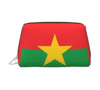 ZhRiYan Trousse de maquillage en cuir doré - Trousse de maquillage de voyage avec drapeau du Burkina Faso avec fermeture éclair, organiseur de toilette portable pour un usage quotidien, Or, One Size