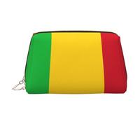ZhRiYan Trousse de maquillage en cuir doré - Trousse de maquillage de voyage avec motif drapeau du Mali avec fermeture éclair, organiseur de toilette portable pour un usage quotidien, Or, One Size