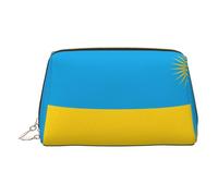 ZhRiYan Trousse de maquillage en cuir doré - Trousse de maquillage de voyage avec motif drapeau du Rwanda avec fermeture éclair, organiseur de toilette portable pour un usage quotidien, Or, One Size
