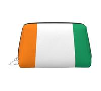 ZhRiYan Trousse de maquillage en cuir doré - Trousse de toilette de voyage avec drapeau de la Côte d'Ivoire avec fermeture éclair, organiseur de toilette portable pour un usage quotidien, Argent, One