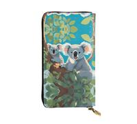 ZhRiYan Two Happy Koalas Portefeuille long en cuir imprimé - Portefeuille tendance pour femme personnalisé avec poche pour pièces de monnaie, noir, taille unique, noir, taille unique, Noir , Taille