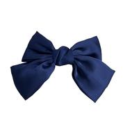 ZHROKNM Barrette à Cheveux en Satin à Deux Couches avec nœud Papillon for Femme, Grande Barrette à Cheveux Solide for Queue de Cheval, Accessoires for Cheveux, Couvre-Chefs(Short Navy Blue)