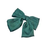 ZHROKNM Barrette à Cheveux en Satin à Deux Couches avec nœud Papillon for Femme, Grande Barrette à Cheveux Solide for Queue de Cheval, Accessoires for Cheveux, Couvre-Chefs(Short Dark Green)