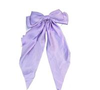 ZHROKNM Barrette à Cheveux en Satin à Deux Couches avec nœud Papillon for Femme, Grande Barrette à Cheveux Solide for Queue de Cheval, Accessoires for Cheveux, Couvre-Chefs(Long Light Purple)