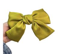 ZHROKNM Barrette à Cheveux en Satin à Deux Couches avec nœud Papillon for Femme, Grande Barrette à Cheveux Solide for Queue de Cheval, Accessoires for Cheveux, Couvre-Chefs(Short Ginger Yellow)