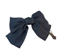 ZHROKNM Barrette à Cheveux en Satin à Deux Couches avec nœud Papillon for Femme, Grande Barrette à Cheveux Solide for Queue de Cheval, Accessoires for Cheveux, Couvre-Chefs(Short Black)