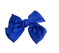 ZHROKNM Barrette à Cheveux en Satin à Deux Couches avec nœud Papillon for Femme, Grande Barrette à Cheveux Solide for Queue de Cheval, Accessoires for Cheveux, Couvre-Chefs(Short Royal Blue)