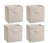 ZHSOAO 4PCS Clothes Storage Box Large Capacity Square Without Lid Foldable Non-Woven & Snacks Organizer pour Organiser Les Chambres(Beige)