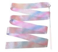 ZHSOAO 5/10pcs Flashing Star Gym Ribbons Dance Ribbon Rhythmic Art Gymnastics Ballet Streamer Twirling Rod Rainbow Stick Training pour Enfants Danse Artistique(5pcs White,2M)