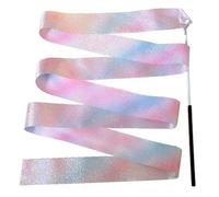 ZHSOAO 5/10pcs Flashing Star Gym Ribbons Dance Ribbon Rhythmic Art Gymnastics Ballet Streamer Twirling Rod Rainbow Stick Training pour Enfants Danse Artistique(5pcs Black,2M)