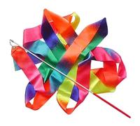 ZHSOAO 5PCS Rhythmic Gymnastics Equipment Stick Twirling Dance Ribbons Rainbow Color Sparkling Performance Props for Art Dances pour Enfants Danse Artistique(4M Multi-Colored)