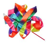 ZHSOAO 8pcs Gymnastics Ribbon Baton Stick Twirling Rhythmic Ribbon Rainbow Color Performance Props for Kids Girls Adults Talent Shows pour Enfants Danse Artistique(Pink Handle)