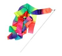 ZHSOAO 8pcs Gymnastics Streamer Baton Stick Twirling Dance Ribbons Rainbow Color Sparkling Performance Props for Children Art Dances pour Enfants Danse Artistique(White Handle)