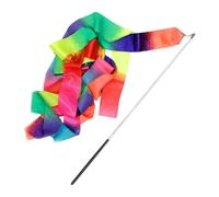 ZHSOAO 8pcs Gymnastics Streamer Baton Stick Twirling Dance Ribbons Rainbow Color Sparkling Performance Props for Children Art Dances pour Enfants Danse Artistique(Black Handle)