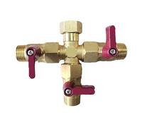 ZHSOAO Distributeur de tuyaux d'eau, 2 pièces, 1/2 Pouces, 1 Pouce, Tout en Bande cuivre, Joint T à Quatre Voies, Une entrée, Double Sortie, Trois Sorties pour Arrosage de Jardin, Cuisine(Size 1)