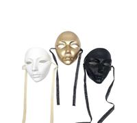 ZHSOAO Masque de danse hip-hop boule mascarade complète 3 pièces, masque couleur Pure noir, blanc et argenté, accessoires représentation Costume pour Bal Masqué Mardi Gras