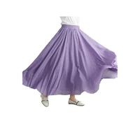 ZHSOAO Robe littéraire en Coton et Lin for Fille, Taille élastique, Jupe trapèze Extensible, Couleur Unie, Jupes Longues for Femmes pour Femme(Color 1,L)