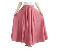 ZHSOAO Robe littéraire en Coton et Lin for Fille, Taille élastique, Jupe trapèze Extensible, Couleur Unie, Jupes Longues for Femmes pour Femme(Color 2,L)