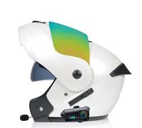 ZHTBATE Bluetooth Casque De Moto Casque Intégral Modulaire,Approuvé ECE Unisexe Casque Anti-Collision avec Casque Modulaire À Double Lentille Casque Modulaire 55-62CM