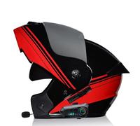 ZHTBATE Casque De Moto Bluetooth, avec Intercom Casque Intégré avec Microphone À Deux Haut-Parleurs Adultes Hommes Femmes Casque Modulaire À Double Visière Homologué ECE