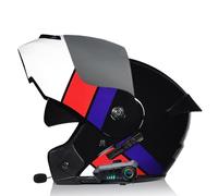 ZHTBATE Casque De Moto Bluetooth, avec Intercom Casque Intégré avec Microphone À Deux Haut-Parleurs Adultes Hommes Femmes Casque Modulaire À Double Visière Homologué ECE