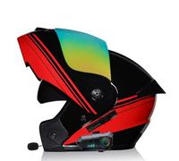 ZHTBATE Casque De Moto Bluetooth, avec Intercom Casque Intégré avec Microphone À Deux Haut-Parleurs Adultes Hommes Femmes Casque Modulaire À Double Visière Homologué ECE