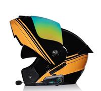 ZHTBATE Casque De Moto Bluetooth, avec Intercom Casque Intégré avec Microphone À Deux Haut-Parleurs Adultes Hommes Femmes Casque Modulaire À Double Visière Homologué ECE