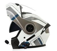 ZHTBATE Modulaire Double Visière Intégrale Bluetooth Casque,Anti-buée Casque De Moto Étanche Intégrés Bluetooth Casque pour Hommes Et Femmes Homologué ECE Bluetooth Casques 55-62CM