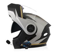 ZHTBATE Modulaire Double Visière Intégrale Bluetooth Casque,Anti-buée Casque De Moto Étanche Intégrés Bluetooth Casque pour Hommes Et Femmes Homologué ECE Bluetooth Casques 55-62CM