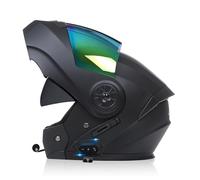 ZHTBATE Modulaire Double Visière Intégrale Bluetooth Casque,Anti-buée Casque De Moto Étanche Intégrés Bluetooth Casque pour Hommes Et Femmes Homologué ECE Bluetooth Casques 55-62CM