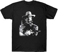 ZHUANG Clint Eastwood Men T Shirt Cowboy Wild West Film Movie Vintage Retro Birthday Black M