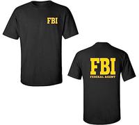 ZHUANG FBI Federal Bureau of Investigation Front & Back Men's 2 Sides T-Shirt Black 3XL