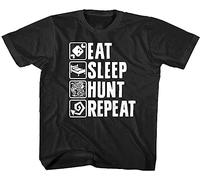ZHUANG Monster Hunter Eat Sleep Hunt Repeat Mens Tshirt Black XXL