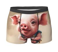 Zhuanyun Boxer pour homme avec imprimé cochon coquin, respirant, léger et confortable, noir, XX-Large