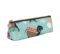 Zhuanyun Hot Dogs et limonade imprimé triangle cuir papeterie sac de rangement multifonction sac cosmétique sac usage quotidien