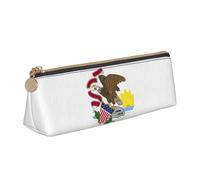Zhuanyun Illinois State Flag Print Triangle Leather Stationery Storage Bag Multifonction Cosmetic Bag Everyday Use, blanc, One Size, Légères